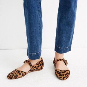 Madewell Alina Mary-Jane Leopard Calf Hair Flats Size 8